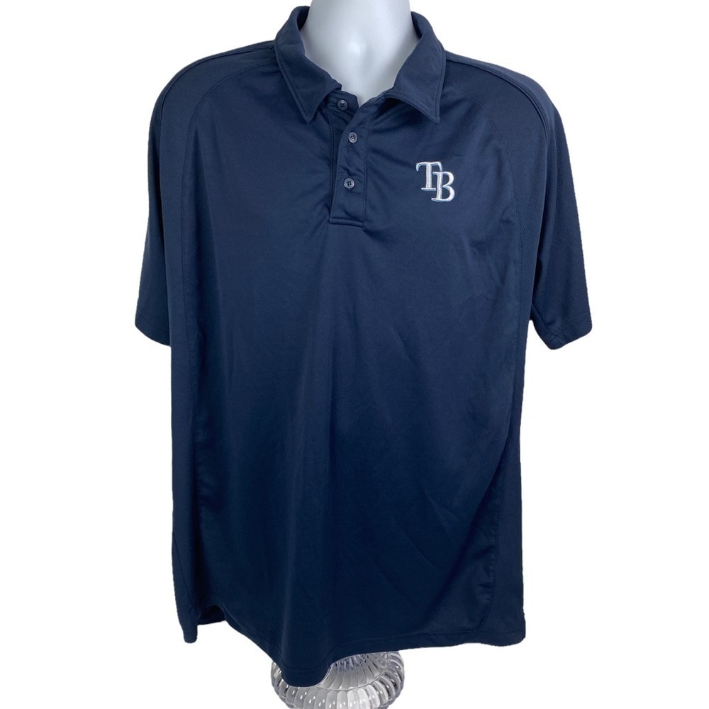 True Fan Tampa Bay Navy Blue Polo Shirt Men's XL Baseball‎ TB Rays